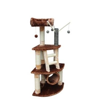 Kitty Mansions 53 Athens Cat Tree in Brown and Beige   Athens BB