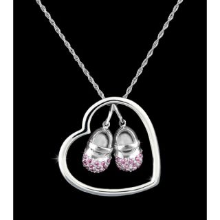 Heart n Sole 0.58 Carat Diamond and Pink Sapphire Necklace in 14k W