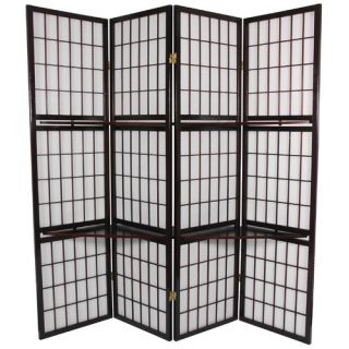 65 Window Pane Room Divider with Shelf in Rosewood