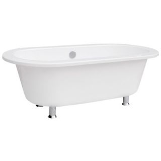Schon Contemporary 68 Cast Iron Bath Tub with Chrome Feet in White