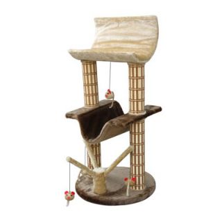 Penn Plax 42 Multi Level Lounger Bamboo Post Cat Tree in Brown/Beige