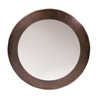 Hammered Copper Framed Round Mirror   CF139
