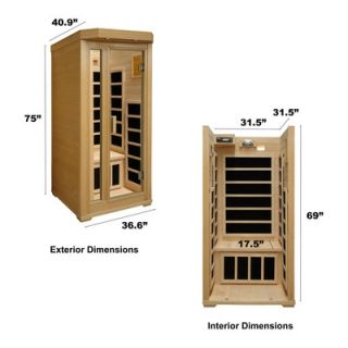 Crystal Sauna 1 Person Infrared Sauna with Six Carbon Heaters