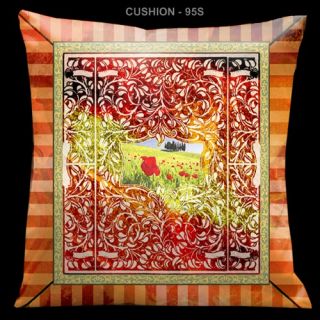 Como Gardens Red and Orange 18 Square Micro Suede Pillow