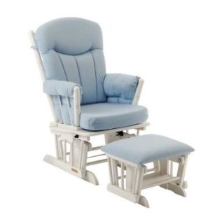 Shermag Glider and Ottoman Set in Blue Gingham and White   37908cb