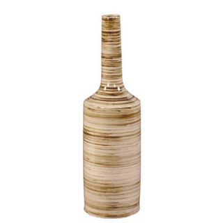 Howard Elliott Large Glazed Ceramic Vase in Brown Striped Brown