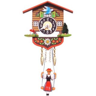 Black Forest Battery Operated Chalet Clock with Swinging Girls