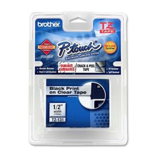 Brother Laminated Tape Cartridge, For TZ Models, 1/2, Black/Clear