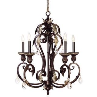 Livex Lighting Iron and Crystal Chandelier in Hand Rubbed Bronze with