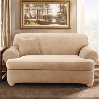 Sure Fit Stretch Stripe Two Piece Sofa Slipcover in Sand (T Cushion