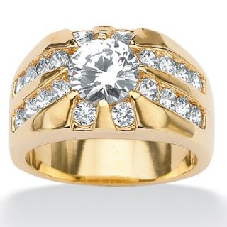 Palm Beach Jewelry Mens 14K Crystal Gold   Plated Ring   138