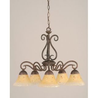 Olde Iron 5 Light Chandelier with Mission Glass Shade   47 BRZ 134