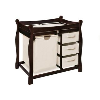 Badger Basket Espresso Sleigh Style Changing Table with Hamper and 3