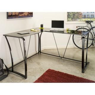 Lucido Metal and Glass L shape Computer Desk