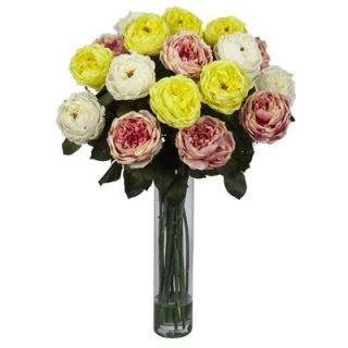 Nearly Natural Fancy Rose Silk Flower Arrangement in Assorted Pastels