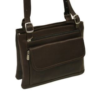 Piel Fashion Avenue Double Compartment Shoulder Bag in Chocolate