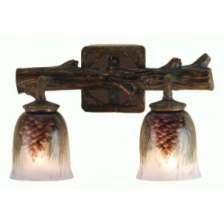 Meyda Tiffany Northwoods Pinecone Two Light Hand Painted Wall Sconce