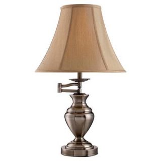 Lite Portable 1 Light Table Lamp in Black Nickel with Fawn Shade