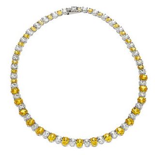 CZ Collections Canary and Simulated Diamonds Tennis Necklace