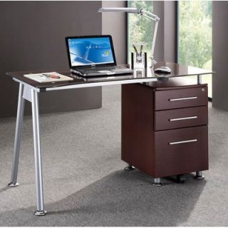 Techni Mobili Computer Desk with Side Cabinet in Chocolate