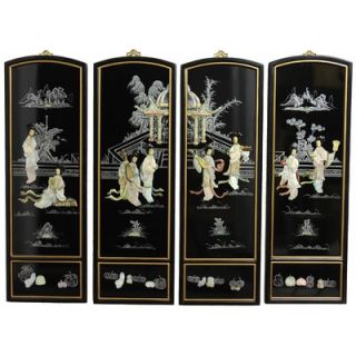 Oriental Furniture Mother of Pearl Ladies Wall Plaques in Rich Clear