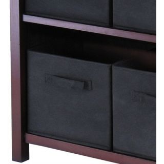 Winsome Verona Low Storage Shelf with 4 Foldable Black Fabric Baskets