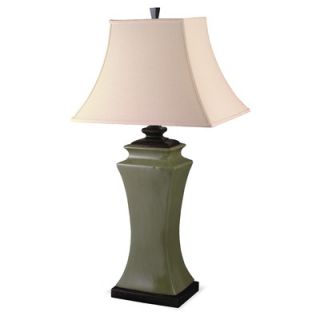 Lighting Enterprises Table Lamp with Cream Linen Bell Rectangle Sewn
