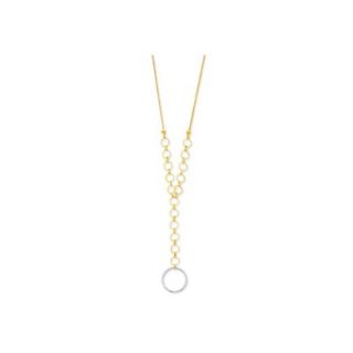 Jewelryweb 14k Two tone Circle Y Drop Necklace   16 Inch  Spring Ring