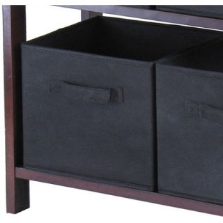 Winsome Capri Low Storage Shelf with 4 Foldable Black Fabric Baskets