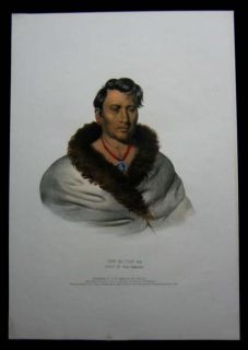 1838 Original McKenney Hall Ong PA Ton GA of Omaha Indian Chief Big