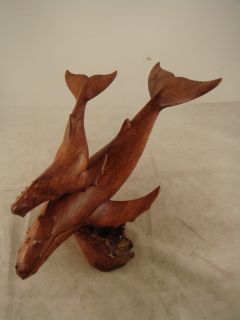 12 Bali Natural Parasite Wood w Suar Wood Mother & Baby Whale