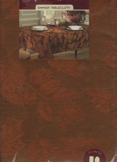 New Autumn Harvest Damask Tablecloth 60x84 Oblong Rust