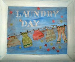  Media Art Collage Laundry Day Painting Home Decor Laundry Room Decor