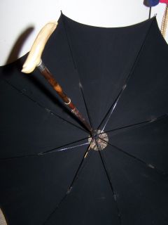 Victorian Sterling Silver Paragon Parasol Umbrella Celluloid & Cane S