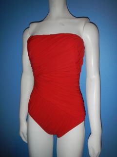 Gottex Beach Goddess Bandeau One Piece Swim Swimsuit Red Straps or