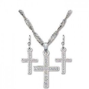 Montana Silversmiths Jewelry Necklace Earings JS746 Cross Jewlery Set
