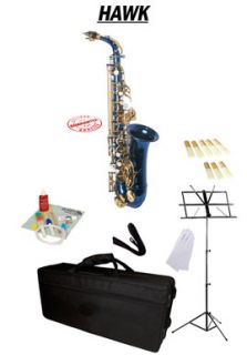 Hawk Blue Alto Saxophone School Package with Case, Reeds, Music Stand