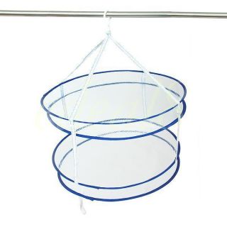  Drying Rack Folding Double Hanging Clothes Laundry Basket Dryer Net