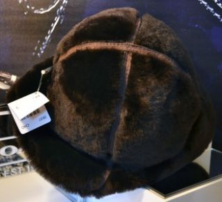 MSRP $198 Coach Chocolate Brown Shearling Fur Hair Crusher Floppy Hat
