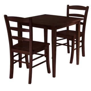 Groveland Antique Walnut Wood Dining Table 2 Chairs Set