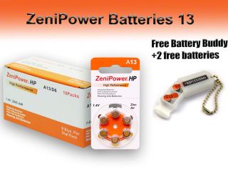 Zenipower Hearing Aid Batteries Size 13 Free Battery Buddy