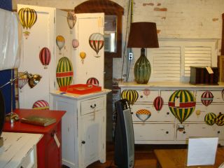 Reclaimed Wood Room Divider Screen Hot Air Balloon Hand Painted