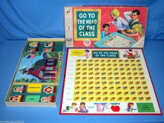 1967 Milton Bradley GO TO THE HEAD OF THE CLASS Educational Board Game