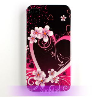 Pink Purple Big Love Hearts Hard Case Cover for Apple iPhone 4 4S