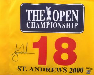 Autographed Tiger Woods 2000 British Open Pin Flag Le 368 500 Upper