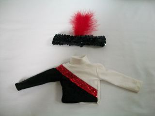  Doll Cheerleader Chic Outfit Sequined Top and Feather Headband