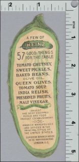 Heinz Pickle Girl European Branch London Die Cut Embossed Trade Card
