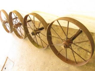 Antique F H French Hecht Spoked Steel Wagon Hit Miss Engine Cart Truck