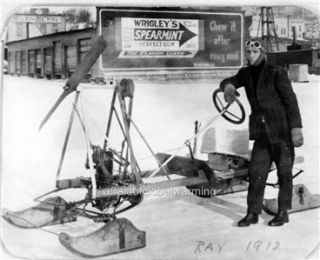 Photo 1912 Harbor Springs Michigan Homemade Ice Sled   Wrigleys