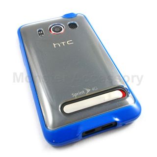 Blue Softgrip Gel Candy Case Hard Cover for HTC EVO 4G